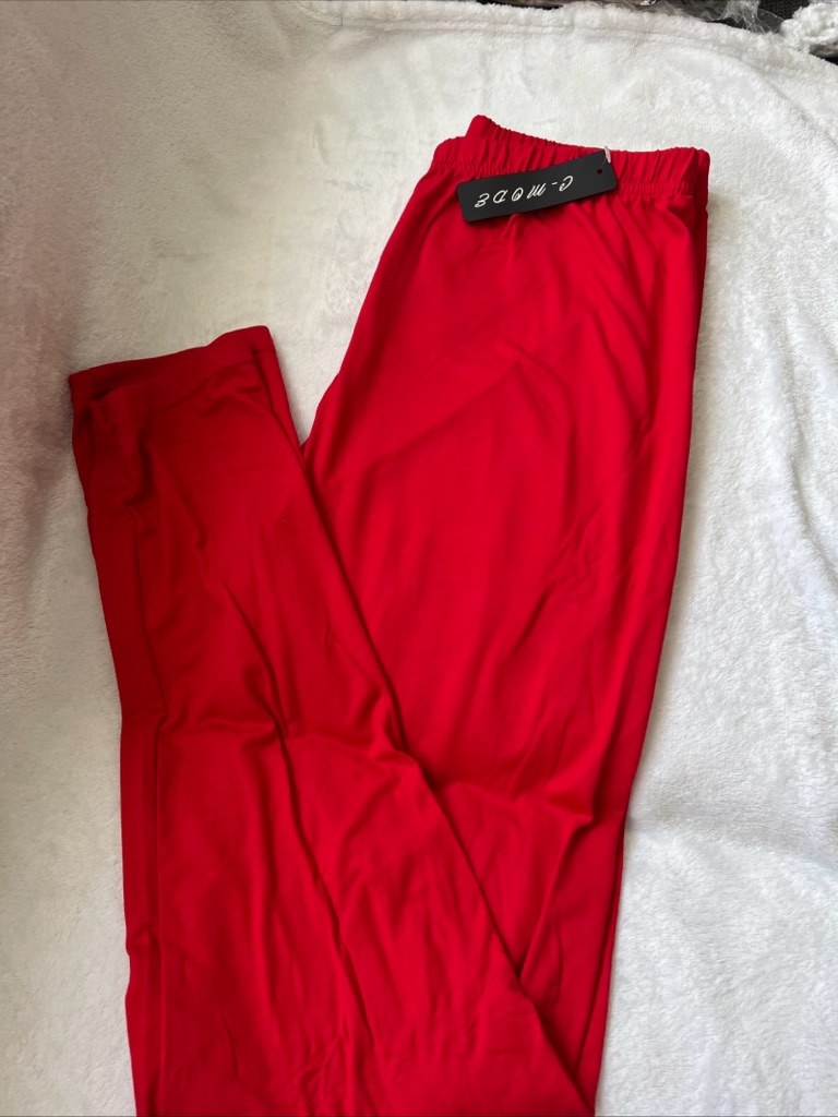 Red Elastic Waist Leggings